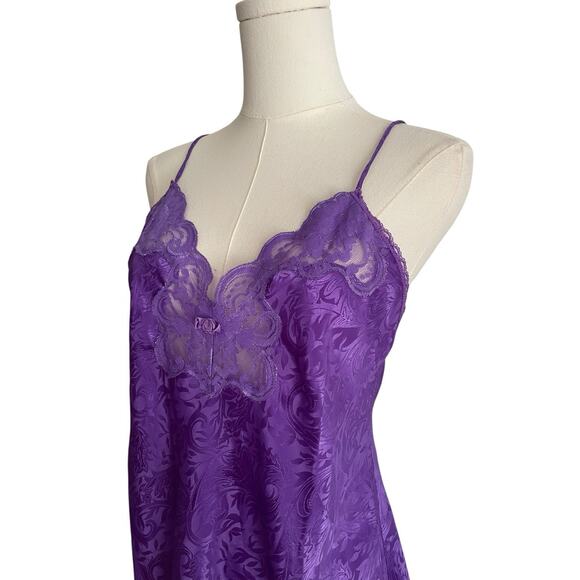 Vintage Babydoll Slip Dress M Purple Lace Nighgown Whimsy Lace Fairy Teddi‎ Y2K - Picture 3 of 8
